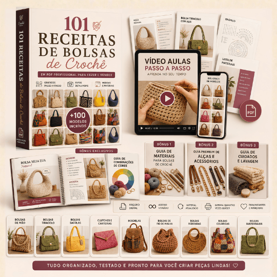 Mockup principal 101 Receitas de Bolsas de Crochê